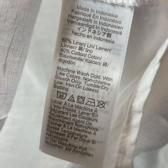 J.CREW Button Up Top Women XS Linen Cotton Blend White Long Sleeve BY035 - Picture 10 of 11